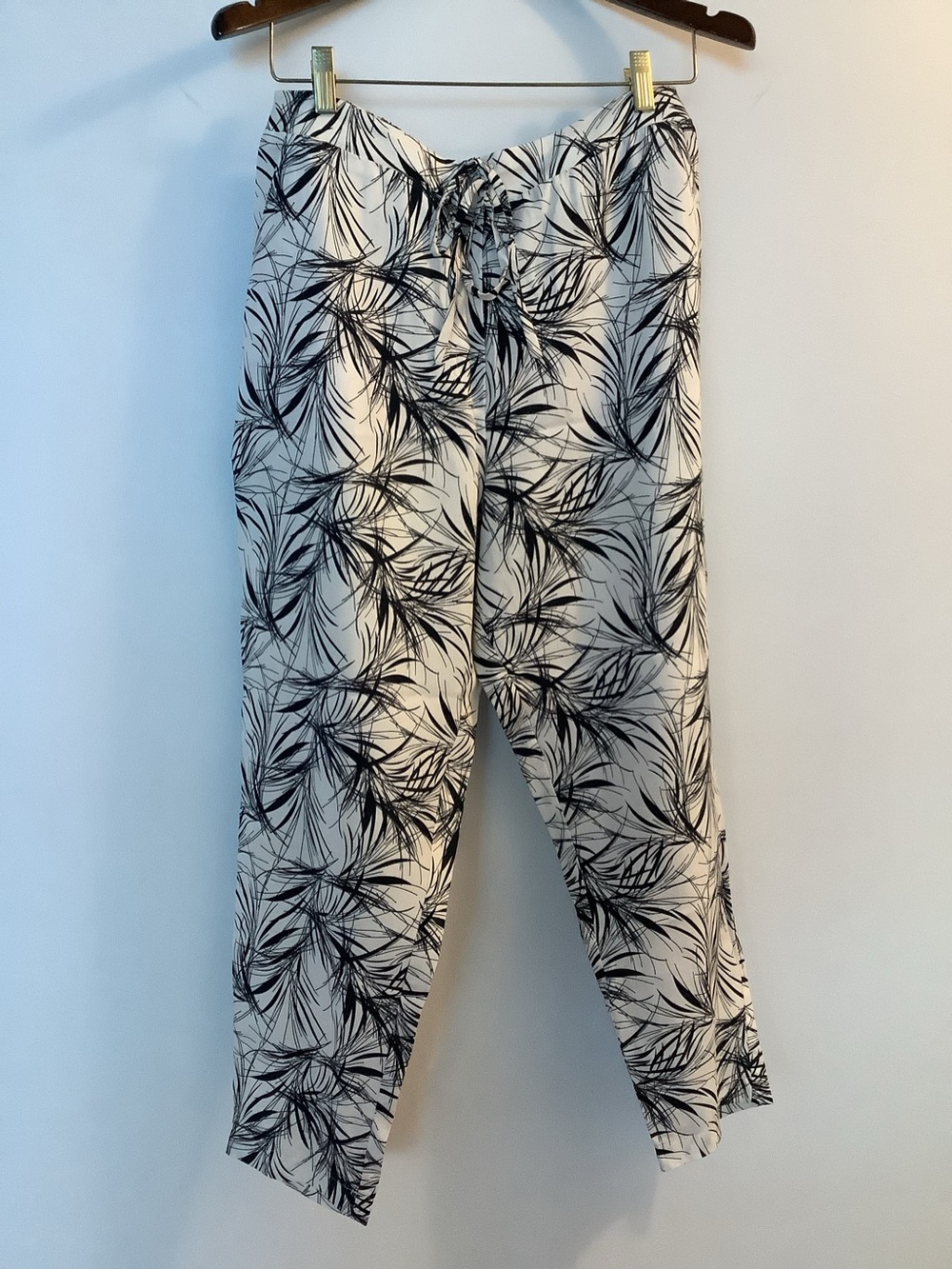 Lotus Eaters Tencel Wide Leg Pants Black Cream Print Greece Boho Resort